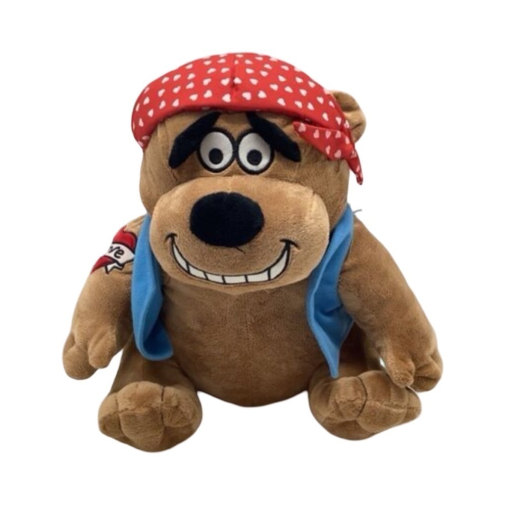 DanDee Smiling Brown Stuffed Bear with Red Bandana and Blue Vest. Preloved